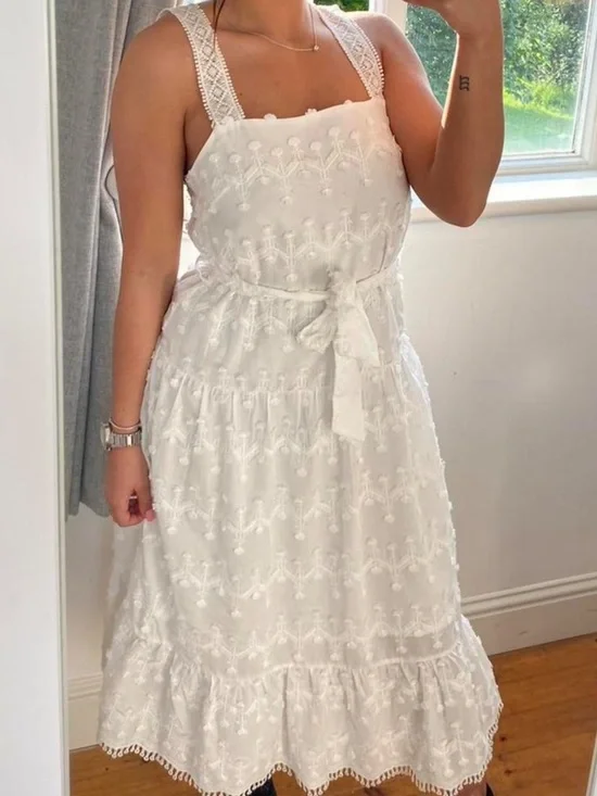 NWOT Zara Midi textured white dress size xs - Picture 2 of 8